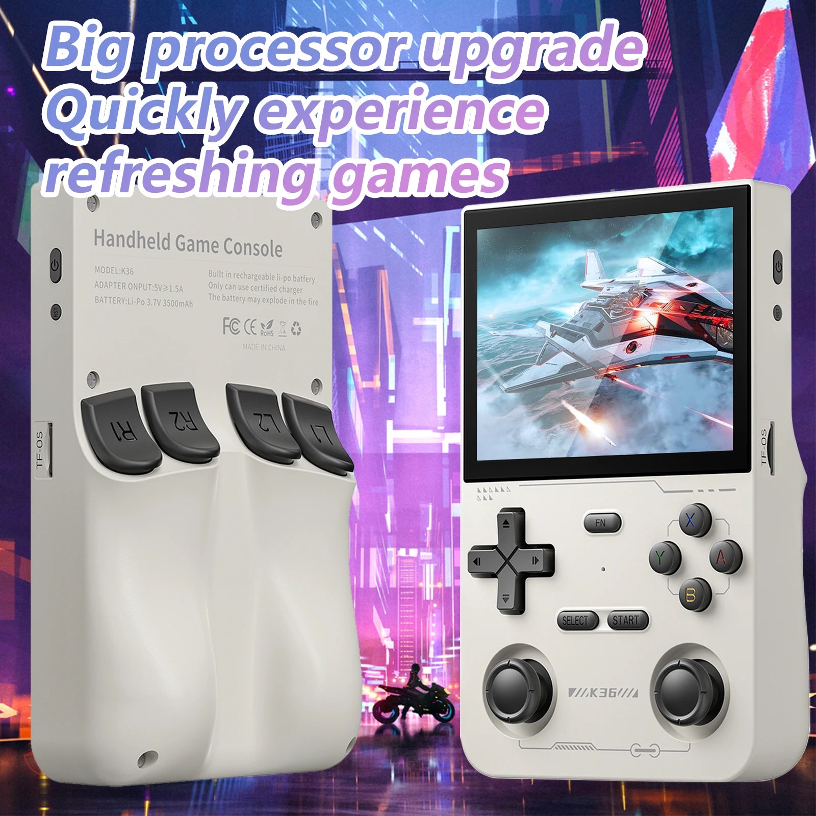 GAMINJA K36 Retro Handheld Game Console – 3.5” IPS Screen, 16,000+ Games, 64GB / 128GB