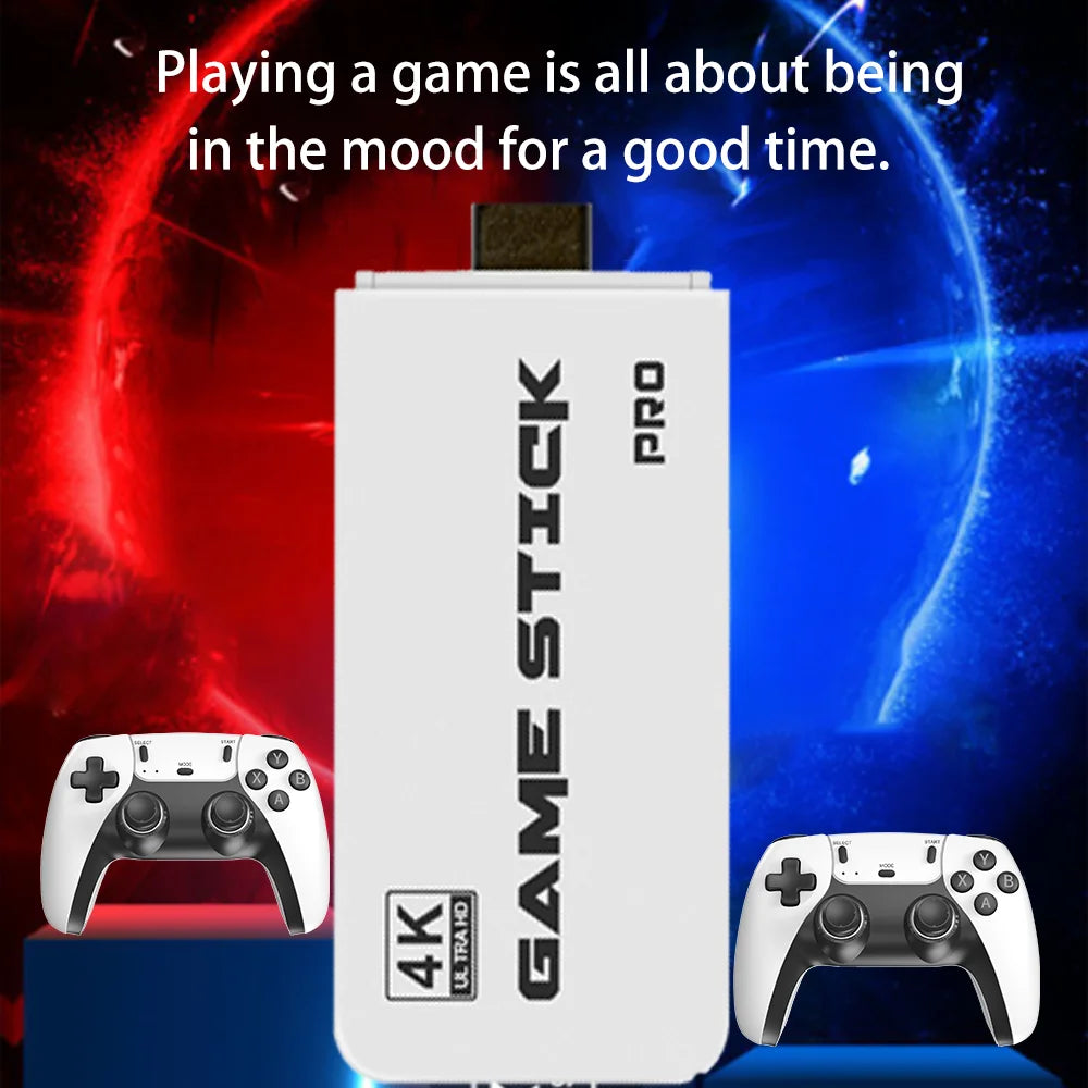 M15 4K Retro Game Stick – 50,000+ Games, Dual Wireless Controllers, HDMI Plug & Play