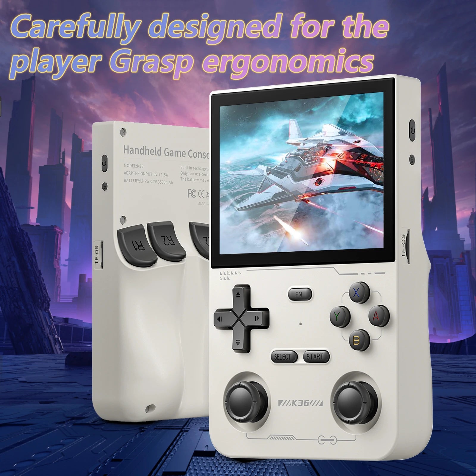 GAMINJA K36 Retro Handheld Game Console – 3.5” IPS Screen, 16,000+ Games, 64GB / 128GB