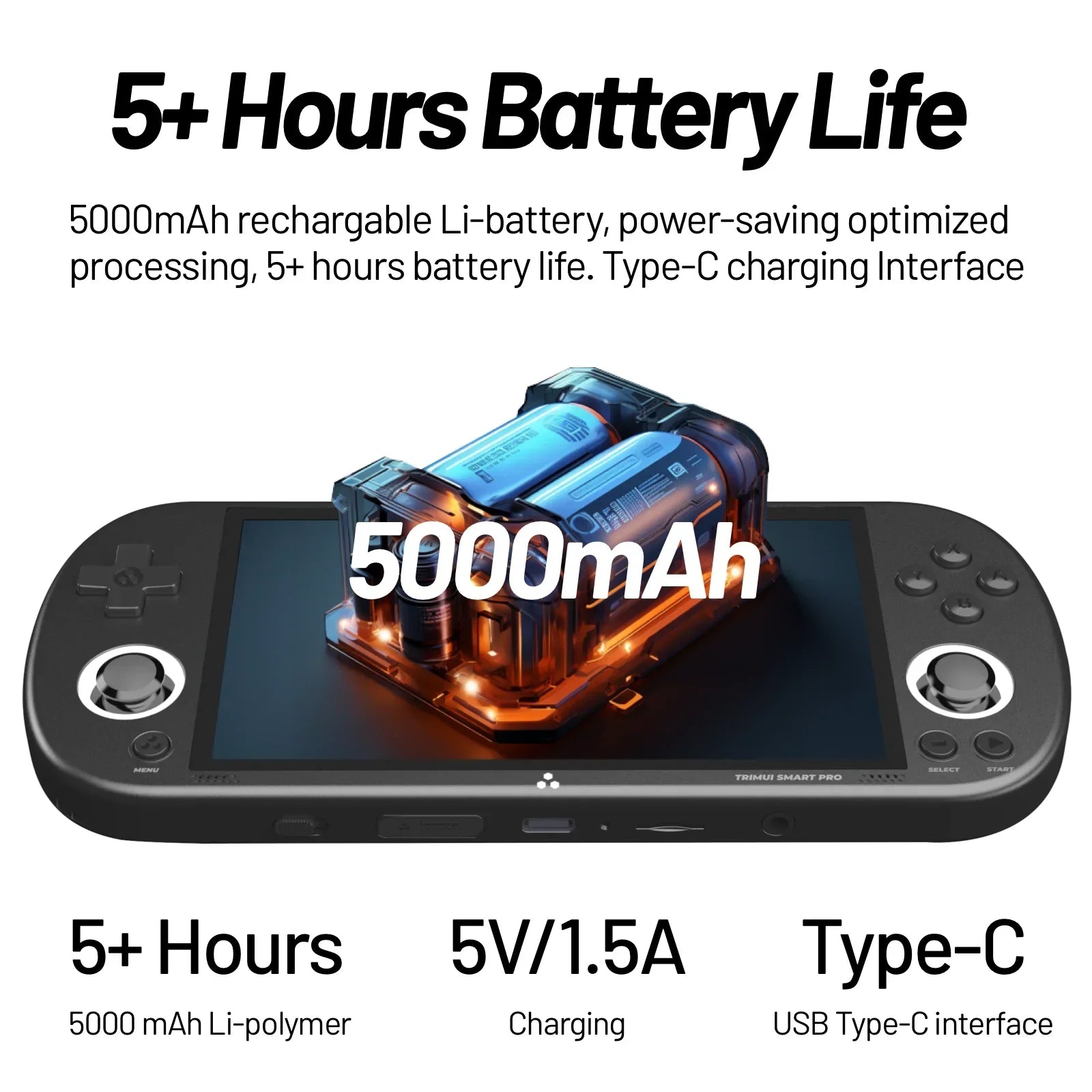 Smart Pro Handheld Game Console – 4.95" IPS Screen, Retro Gaming System with Joystick & RGB Lighting