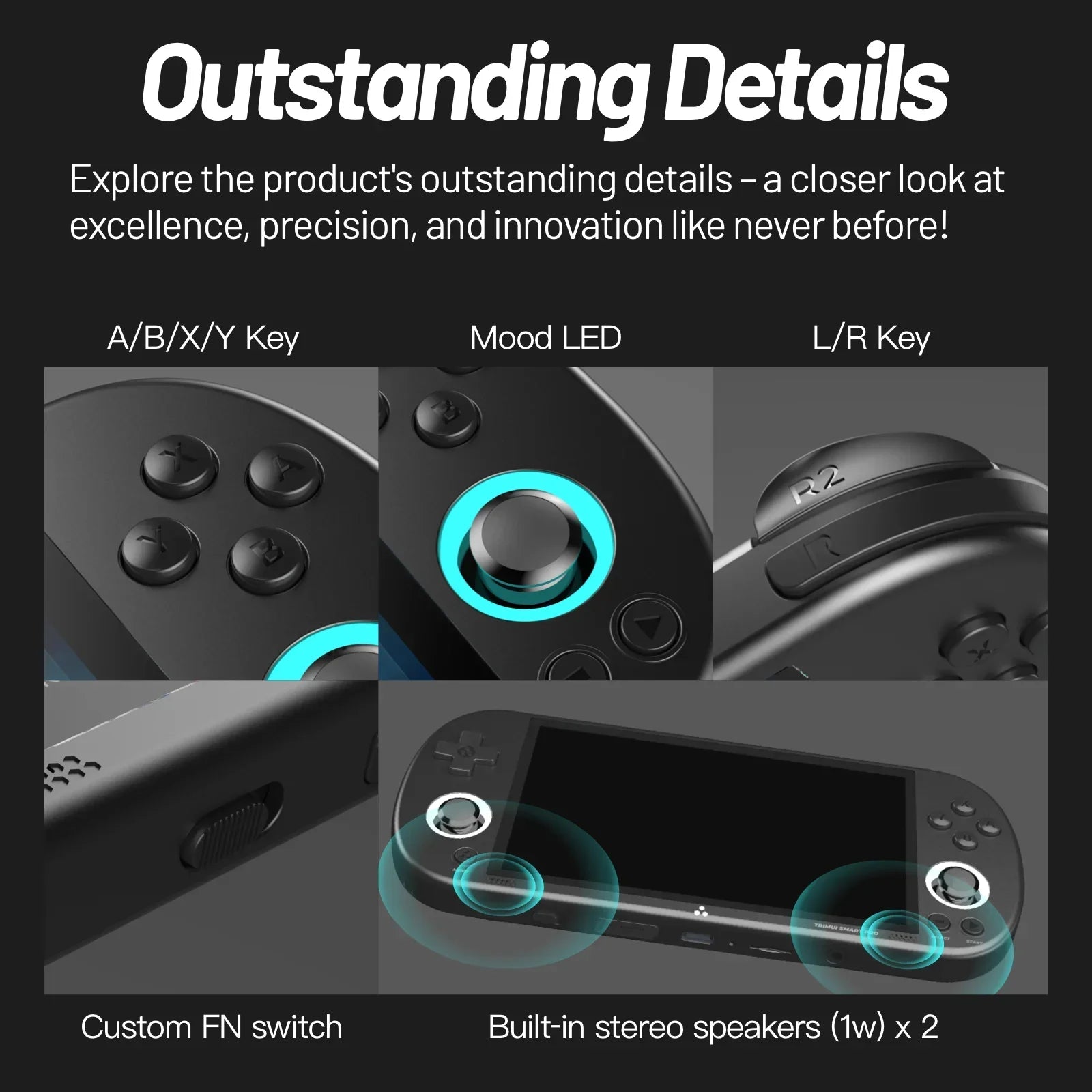 Smart Pro Handheld Game Console – 4.95" IPS Screen, Retro Gaming System with Joystick & RGB Lighting