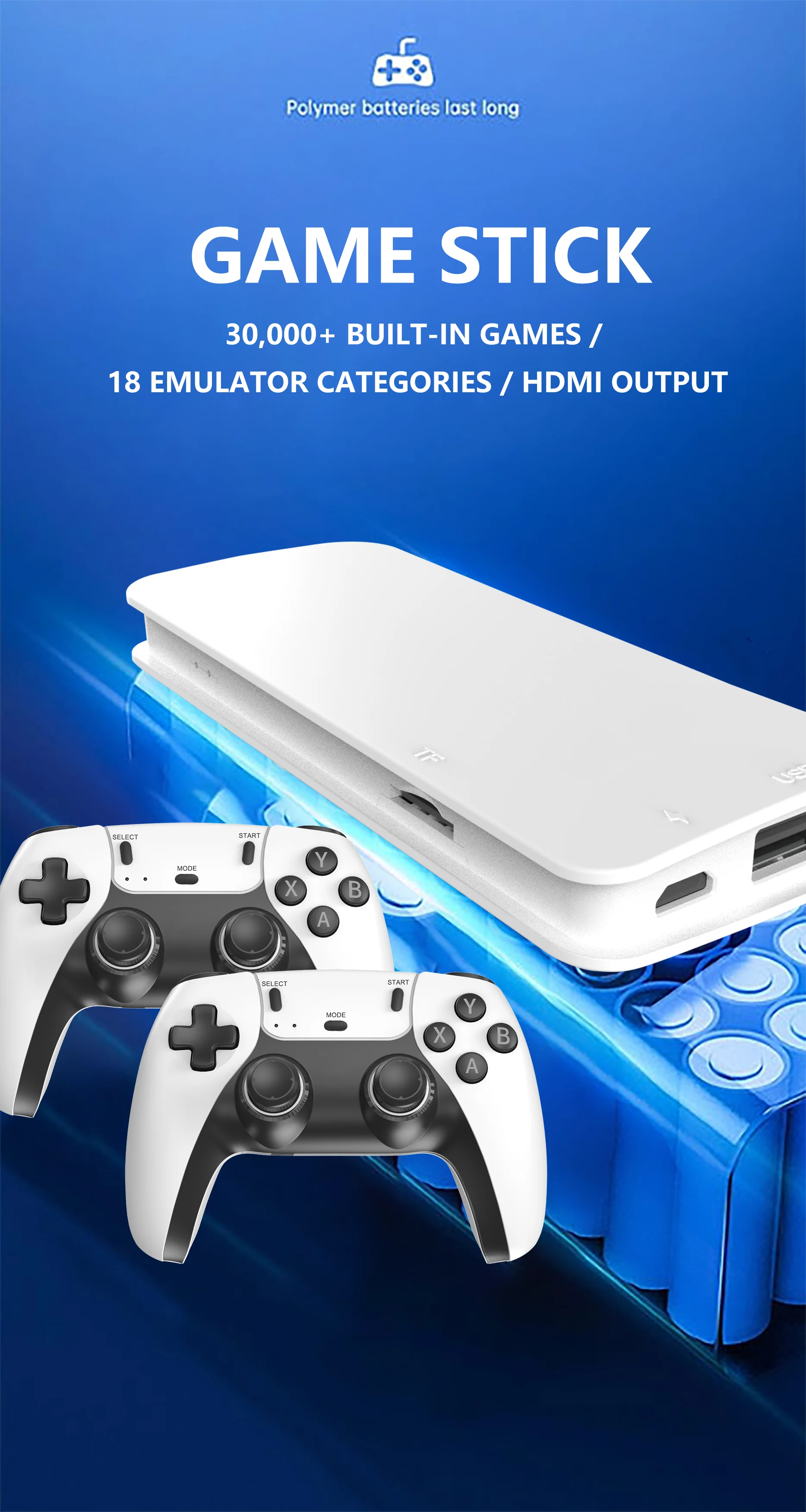 M15 4K Retro Game Stick – 50,000+ Games, Dual Wireless Controllers, HDMI Plug & Play
