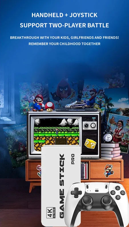 M15 4K Retro Game Stick – 50,000+ Games, Dual Wireless Controllers, HDMI Plug & Play